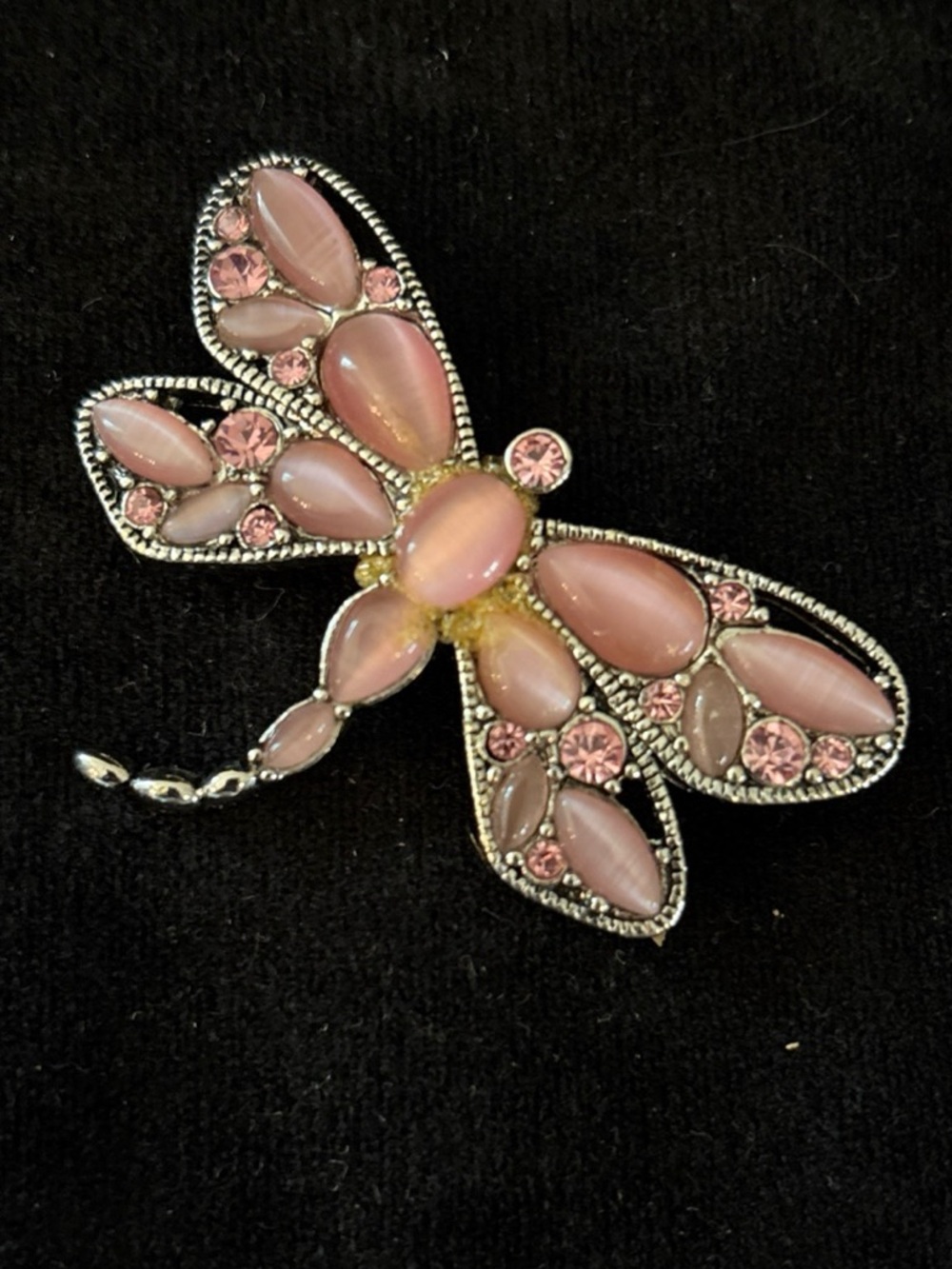 Pink Dragonfly Brooch Lia Sophia Brooch Pin Rhinestone Silver Tone